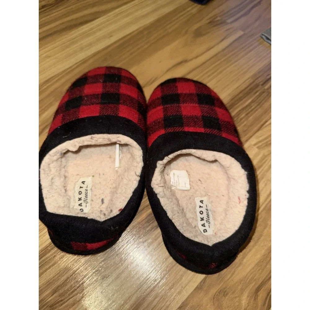 Christmas Boys Sz 8 Small Lot Red Black Plaid Pajama Slippers 13-1 Basketball‎ T